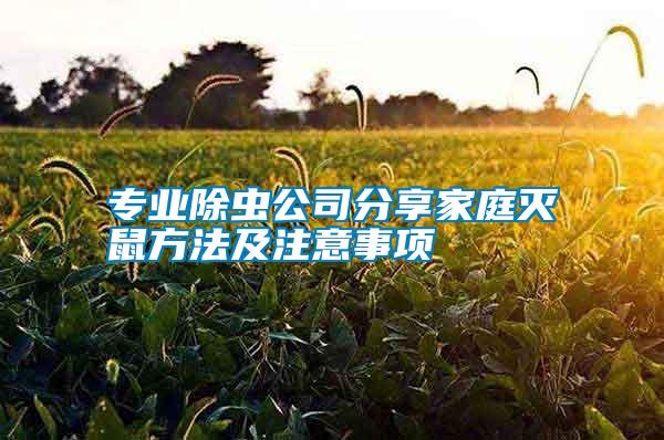 專業(yè)除蟲公司分享家庭滅鼠方法及注意事項