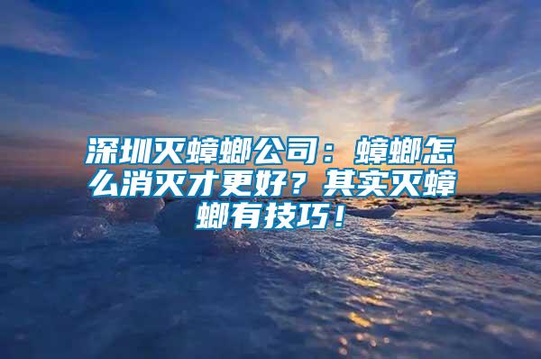 深圳滅蟑螂公司：蟑螂怎么消滅才更好？其實(shí)滅蟑螂有技巧！