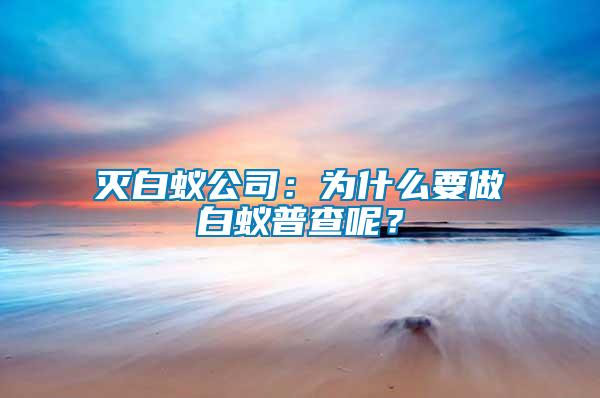 滅白蟻公司：為什么要做白蟻普查呢？