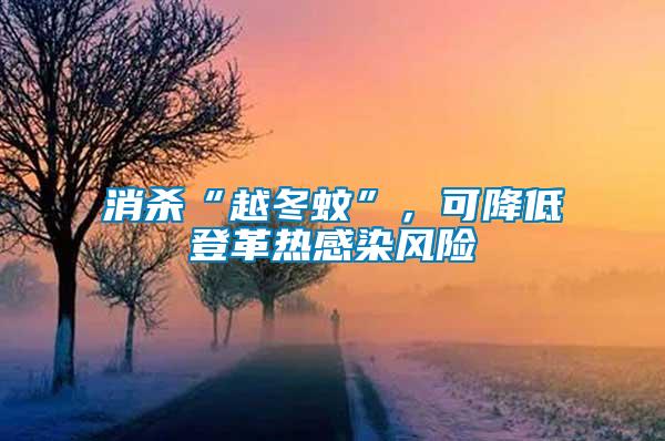 消殺“越冬蚊”，可降低登革熱感染風(fēng)險