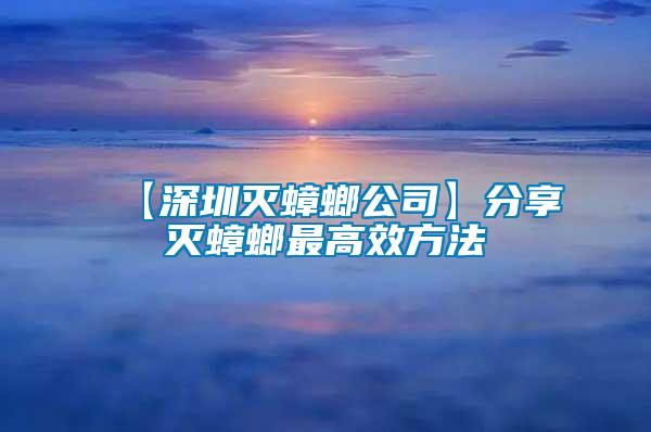 【深圳滅蟑螂公司】分享滅蟑螂最高效方法