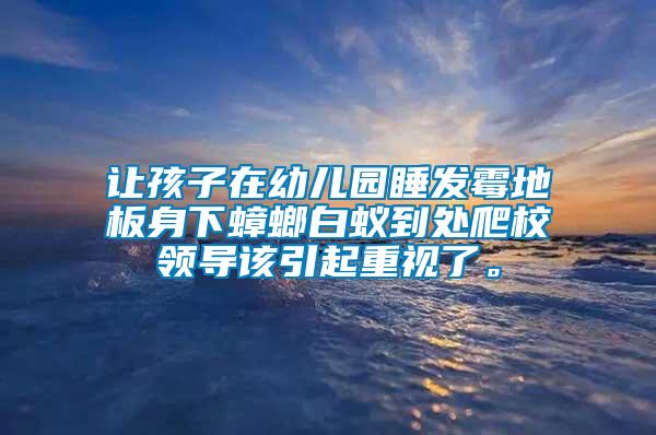 讓孩子在幼兒園睡發(fā)霉地板身下蟑螂白蟻到處爬校領(lǐng)導(dǎo)該引起重視了。