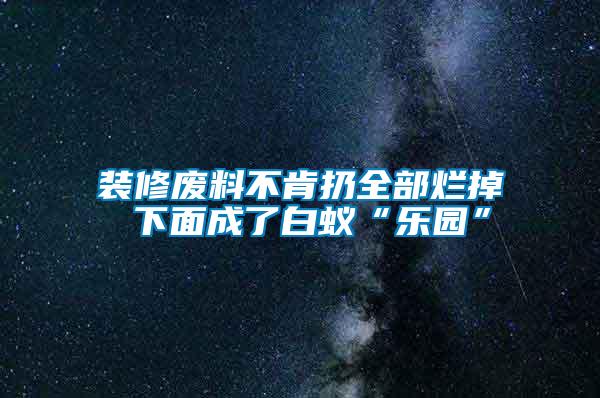 裝修廢料不肯扔全部爛掉 下面成了白蟻“樂園”