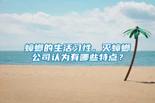 蟑螂的生活習性，滅蟑螂公司認為有哪些特點？