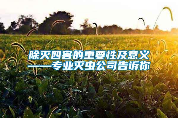 除滅四害的重要性及意義——專業(yè)滅蟲公司告訴你