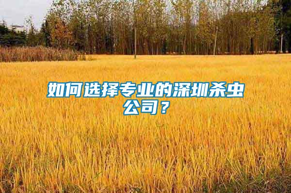 如何選擇專業(yè)的深圳殺蟲公司？