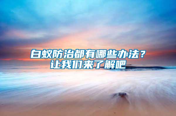 白蟻防治都有哪些辦法？讓我們來了解吧