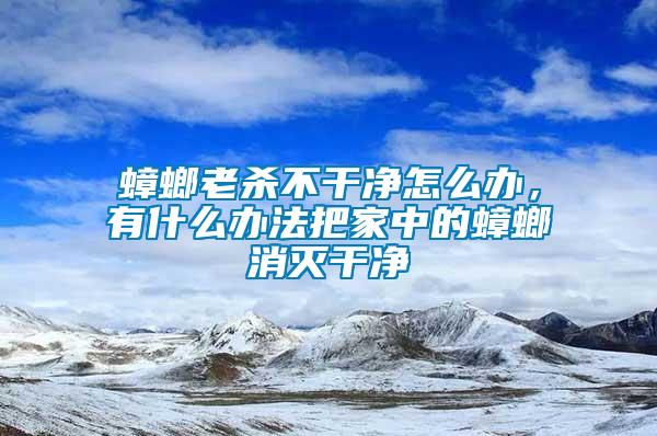 蟑螂老殺不干凈怎么辦，有什么辦法把家中的蟑螂消滅干凈